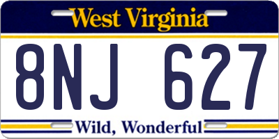 WV license plate 8NJ627