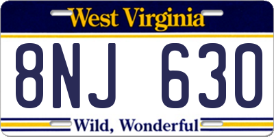 WV license plate 8NJ630