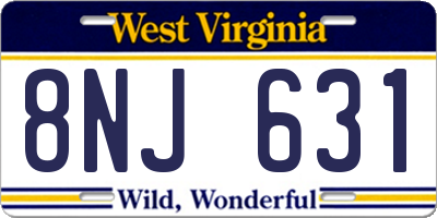 WV license plate 8NJ631