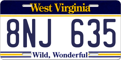 WV license plate 8NJ635
