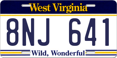 WV license plate 8NJ641