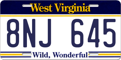 WV license plate 8NJ645