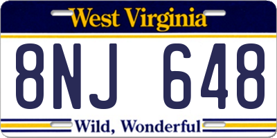 WV license plate 8NJ648