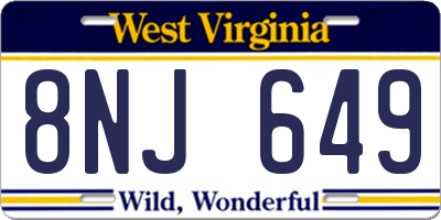 WV license plate 8NJ649