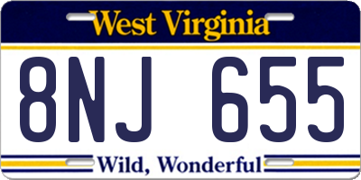 WV license plate 8NJ655