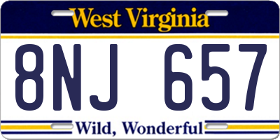 WV license plate 8NJ657