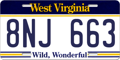 WV license plate 8NJ663