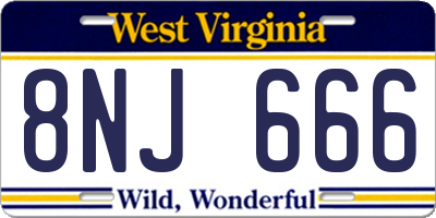 WV license plate 8NJ666