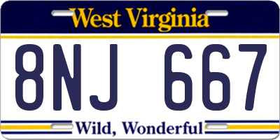 WV license plate 8NJ667