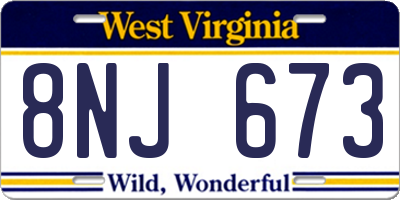 WV license plate 8NJ673