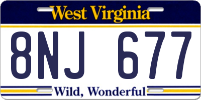 WV license plate 8NJ677