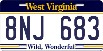 WV license plate 8NJ683