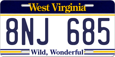 WV license plate 8NJ685