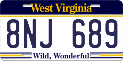 WV license plate 8NJ689