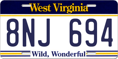 WV license plate 8NJ694