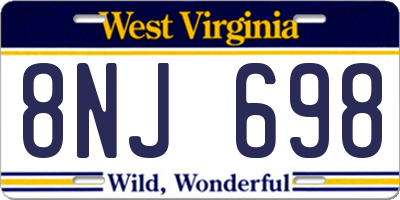 WV license plate 8NJ698
