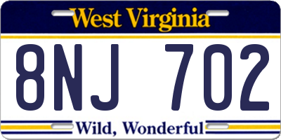 WV license plate 8NJ702