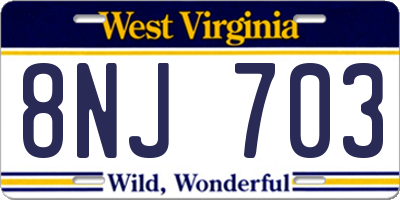 WV license plate 8NJ703