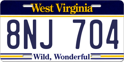 WV license plate 8NJ704