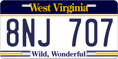 WV license plate 8NJ707