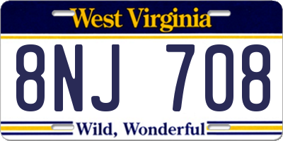 WV license plate 8NJ708