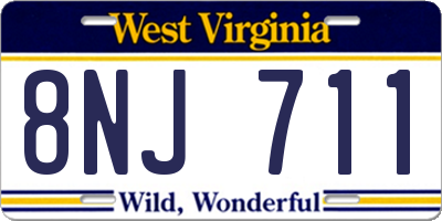 WV license plate 8NJ711