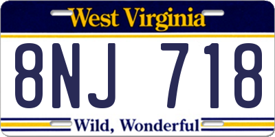 WV license plate 8NJ718