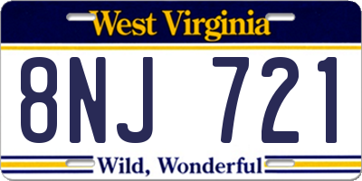 WV license plate 8NJ721