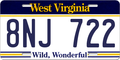 WV license plate 8NJ722