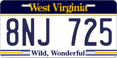 WV license plate 8NJ725