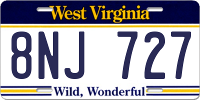 WV license plate 8NJ727