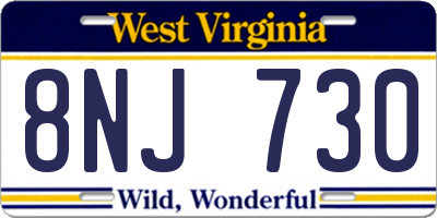 WV license plate 8NJ730