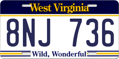 WV license plate 8NJ736