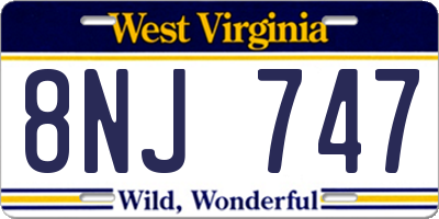 WV license plate 8NJ747