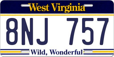 WV license plate 8NJ757