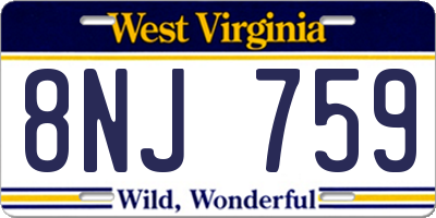 WV license plate 8NJ759