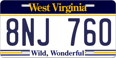 WV license plate 8NJ760
