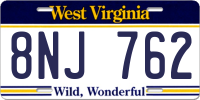 WV license plate 8NJ762