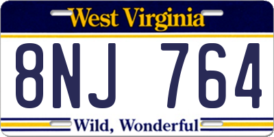 WV license plate 8NJ764