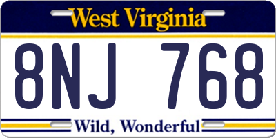 WV license plate 8NJ768
