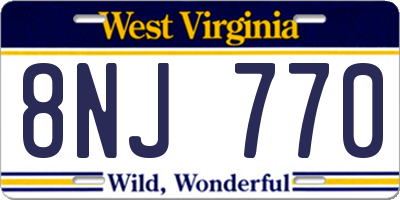 WV license plate 8NJ770