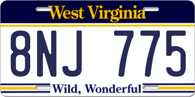 WV license plate 8NJ775