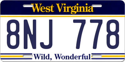 WV license plate 8NJ778