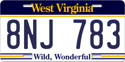 WV license plate 8NJ783