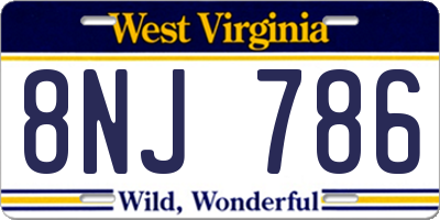 WV license plate 8NJ786