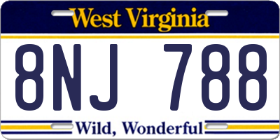 WV license plate 8NJ788