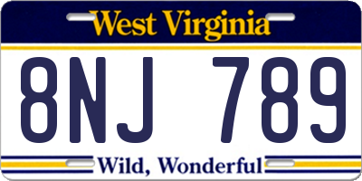 WV license plate 8NJ789