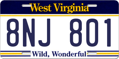 WV license plate 8NJ801