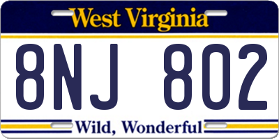 WV license plate 8NJ802