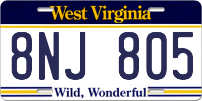 WV license plate 8NJ805